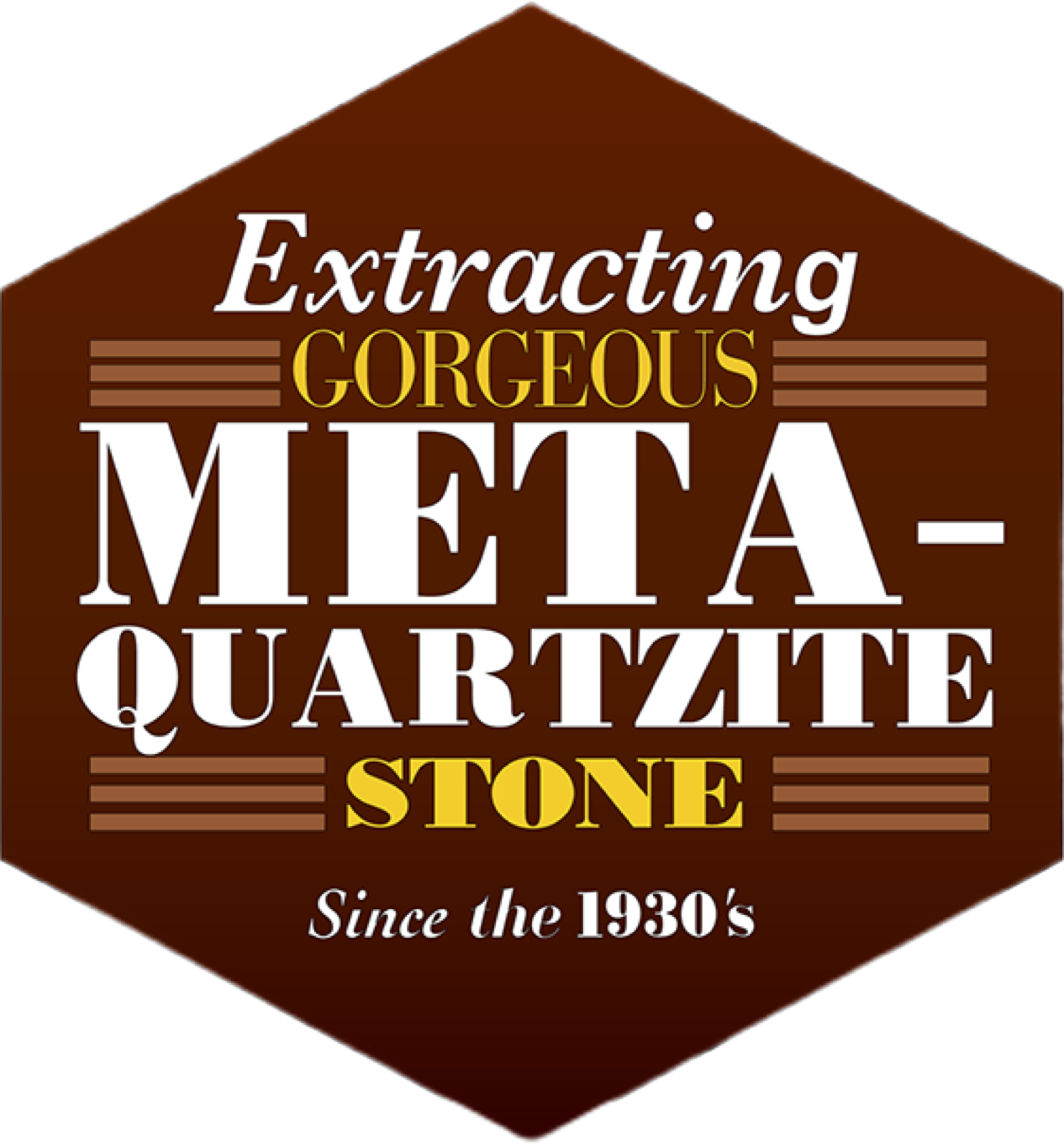 lvr new logo Brown logo with white and yellow text extracting gorgeous meta-Quartzite stone since the 1930s.