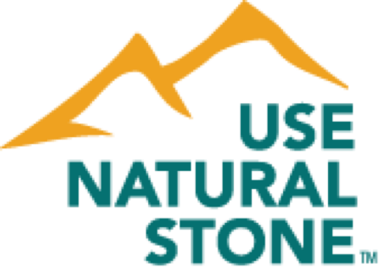 Use natural stone logo, yellow triangle Ish peaks with turquoise lettering